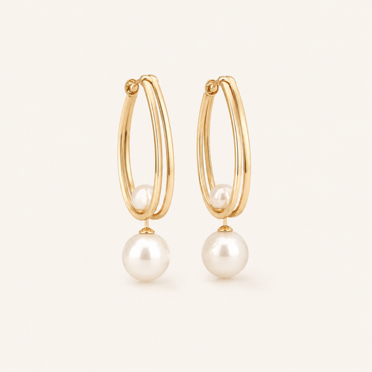 Kalinda Gold Pearl Earrings