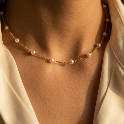 Beatrix Gold Pearl Necklace
