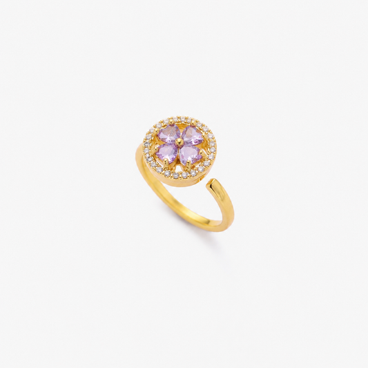 Gold Sapphire Floral Ring