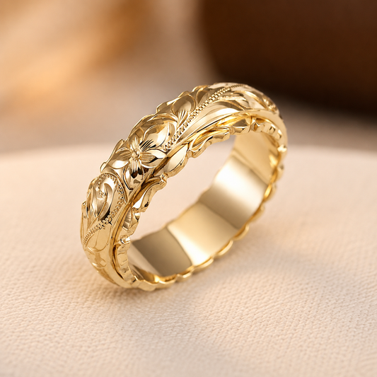 Antique Gold Flower Ring | Gold