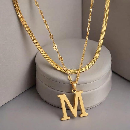 Layered Initial Necklace | Gold