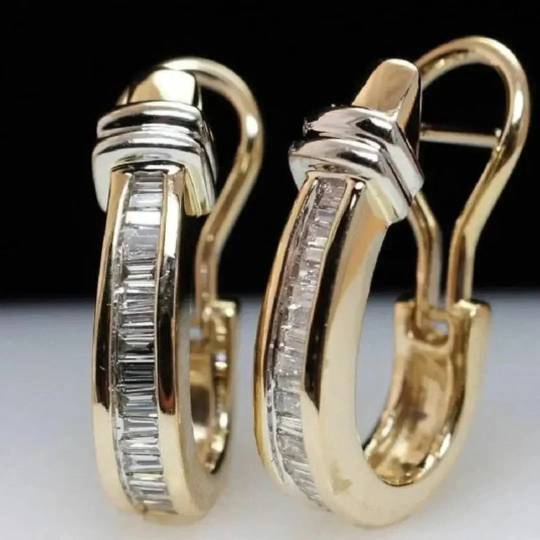 Vintage Crystal Hoop Earrings | Gold
