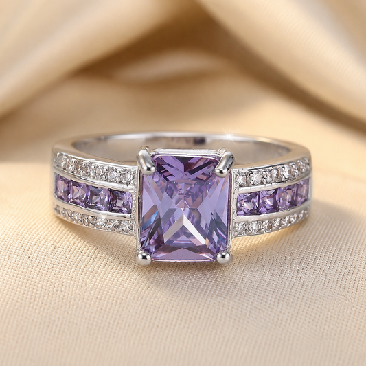 Silver Amethyst Channel Ring