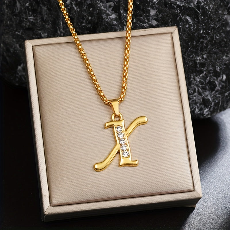 Crystal Accent Initial Necklace | Gold