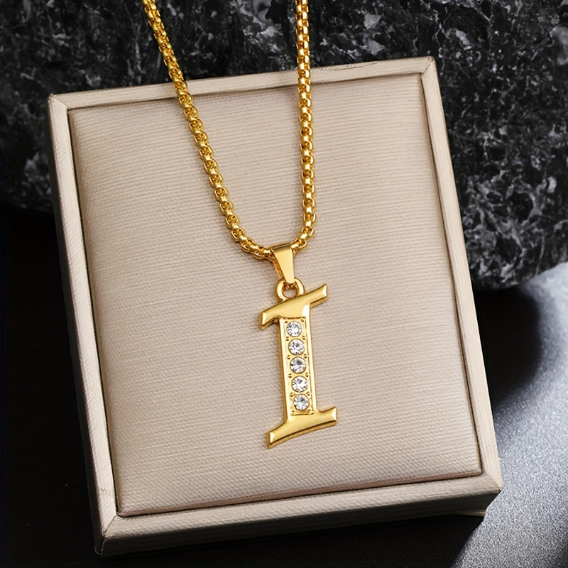 Crystal Accent Initial Necklace | Gold