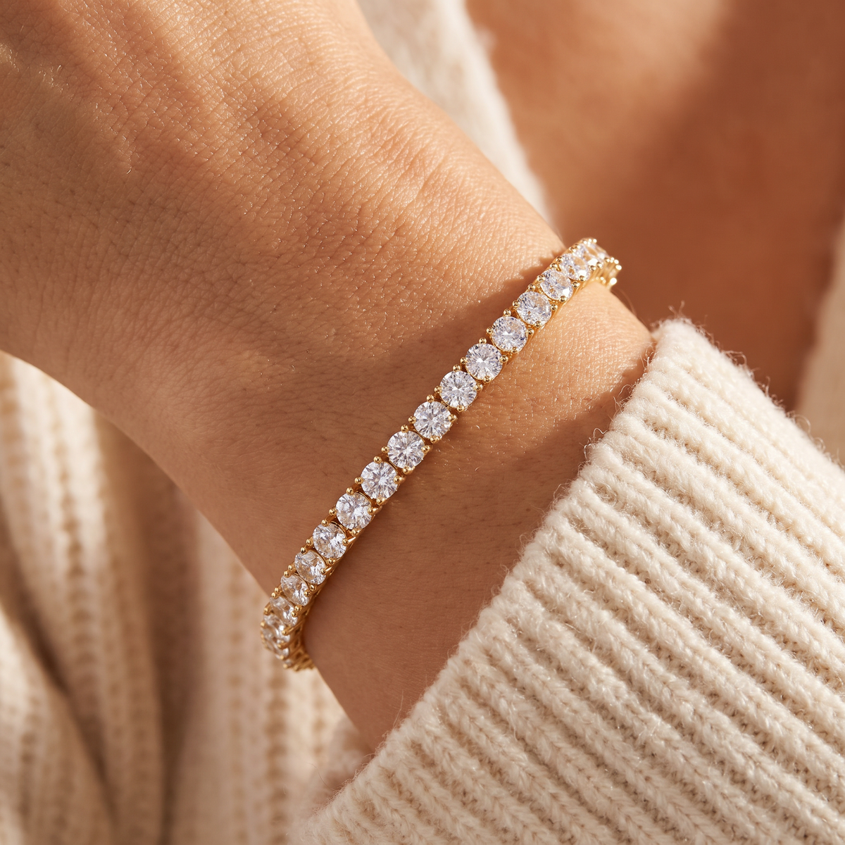 Anaya Gold Tennis Bracelet - worn