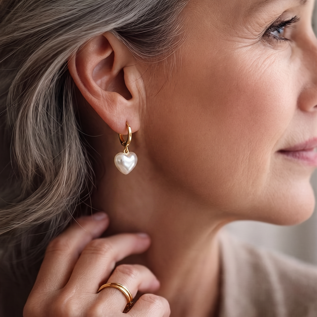 Anouk Gold Pearl Earrings - worn