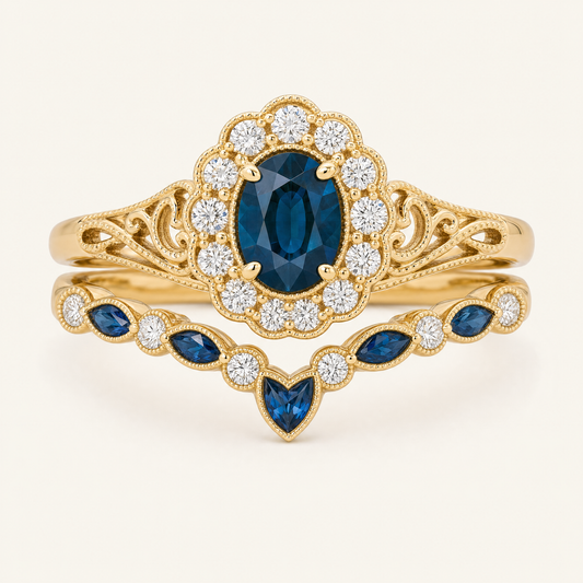Azelia Gold Sapphire Set - studio