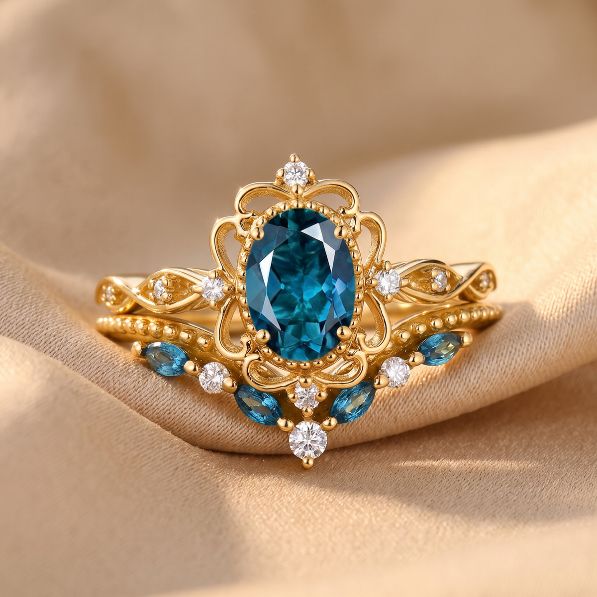 Azelia Gold Sapphire Set - lifestyle