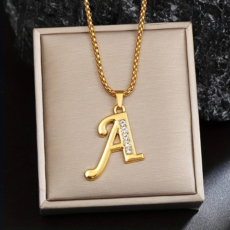 Crystal Accent Initial Necklace | Gold