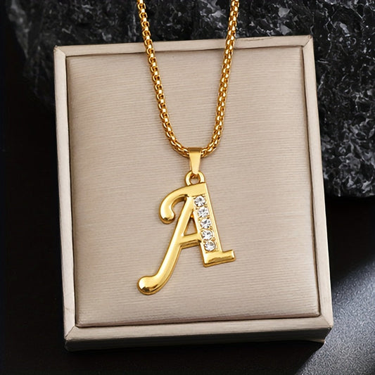 Crystal Accent Initial Necklace | Gold