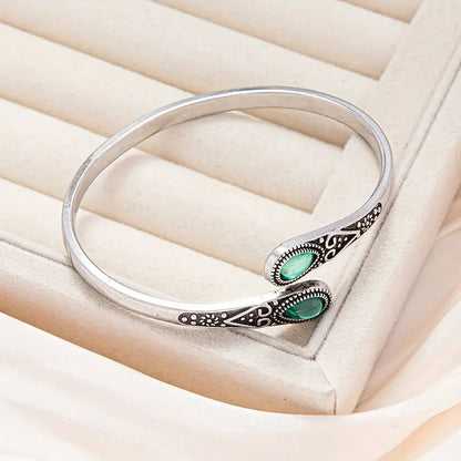 Winona Silver Emerald Bangle