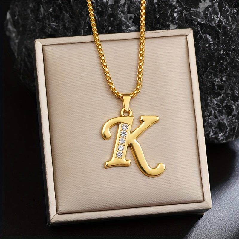 Crystal Accent Initial Necklace | Gold