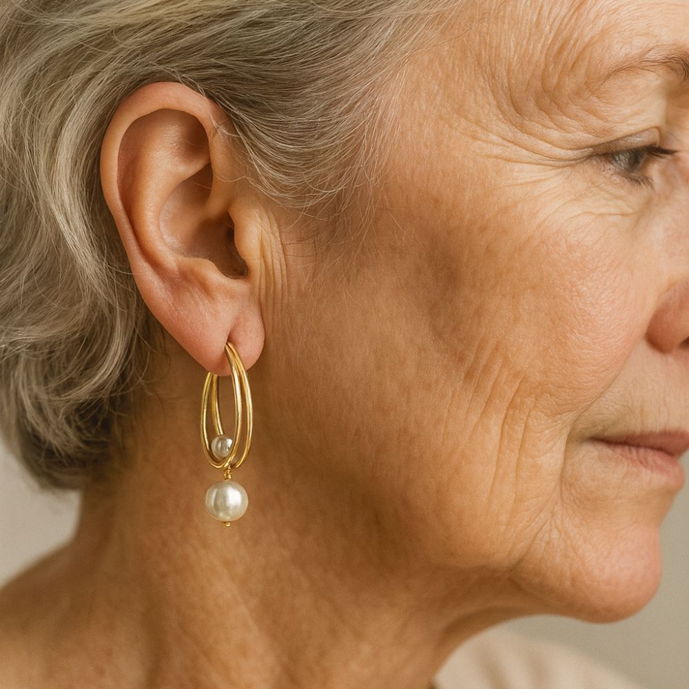 Kalinda Gold Pearl Earrings