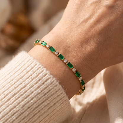 Greer Gold Emerald Bracelet - worn
