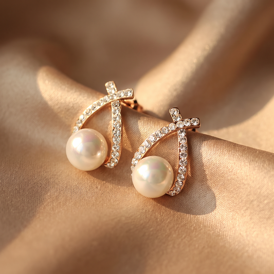 Bianca Gold Pearl Earrings - lifestyle