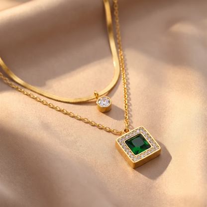 Blythe Gold Emerald Necklace - lifestyle
