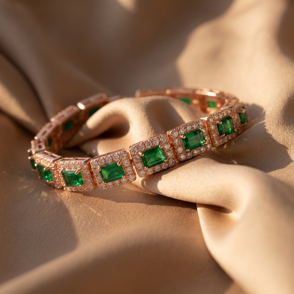 Bridget Gold Emerald Bracelet - lifestyle