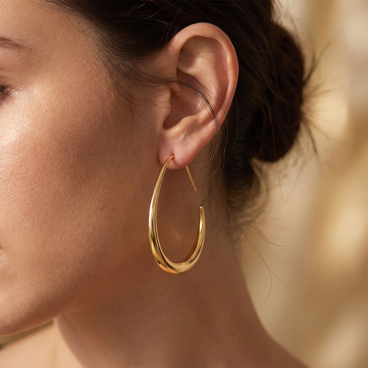 Calliope Gold Hoop Earrings - worn