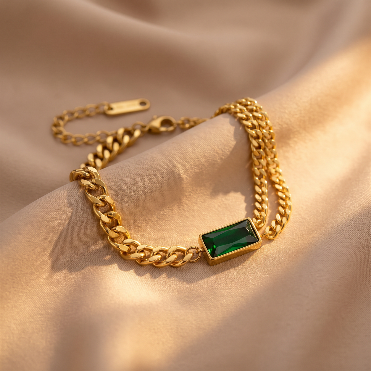 Dahlia Gold Emerald Bracelet - lifestyle