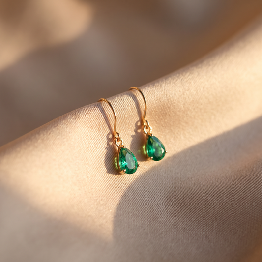Daria Gold Emerald Earrings - lifestyle