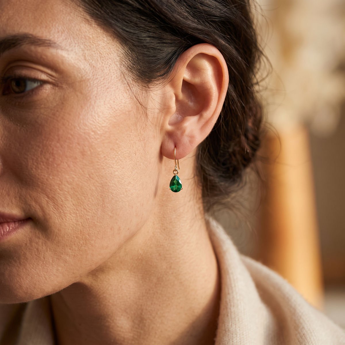 Daria Gold Emerald Earrings - worn
