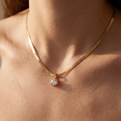 Daphne Gold Pendant Necklace - worn