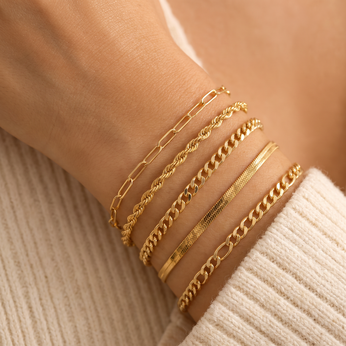 Ellis Gold Bracelet Set - worn