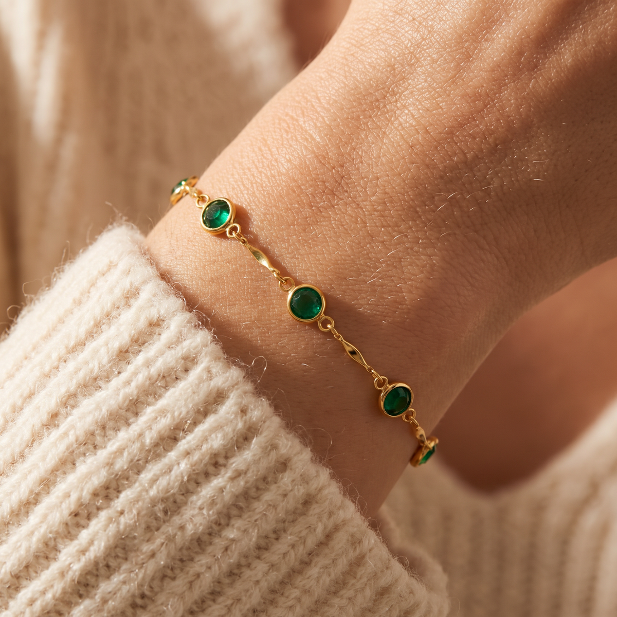 Esme Emerald Bracelet - worn