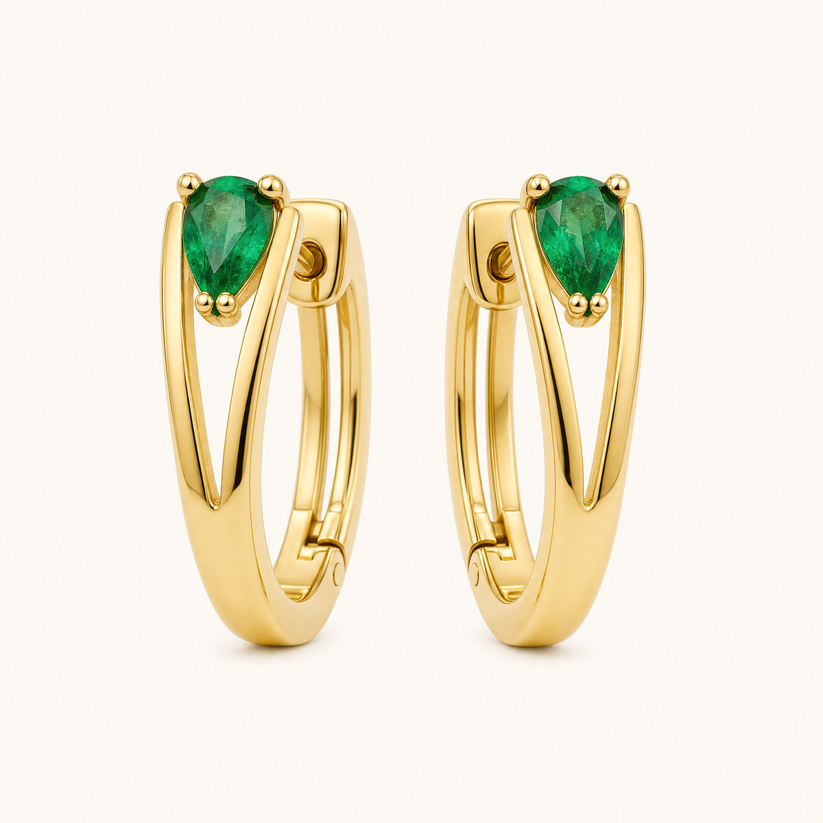 Freya Gold Emerald Earrings - studio