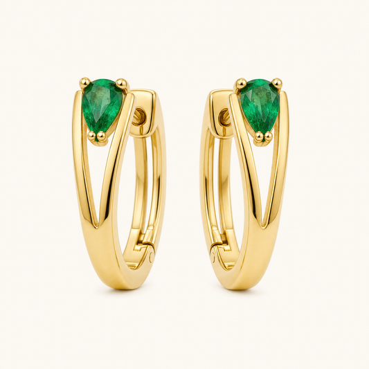 Freya Gold Emerald Earrings - studio