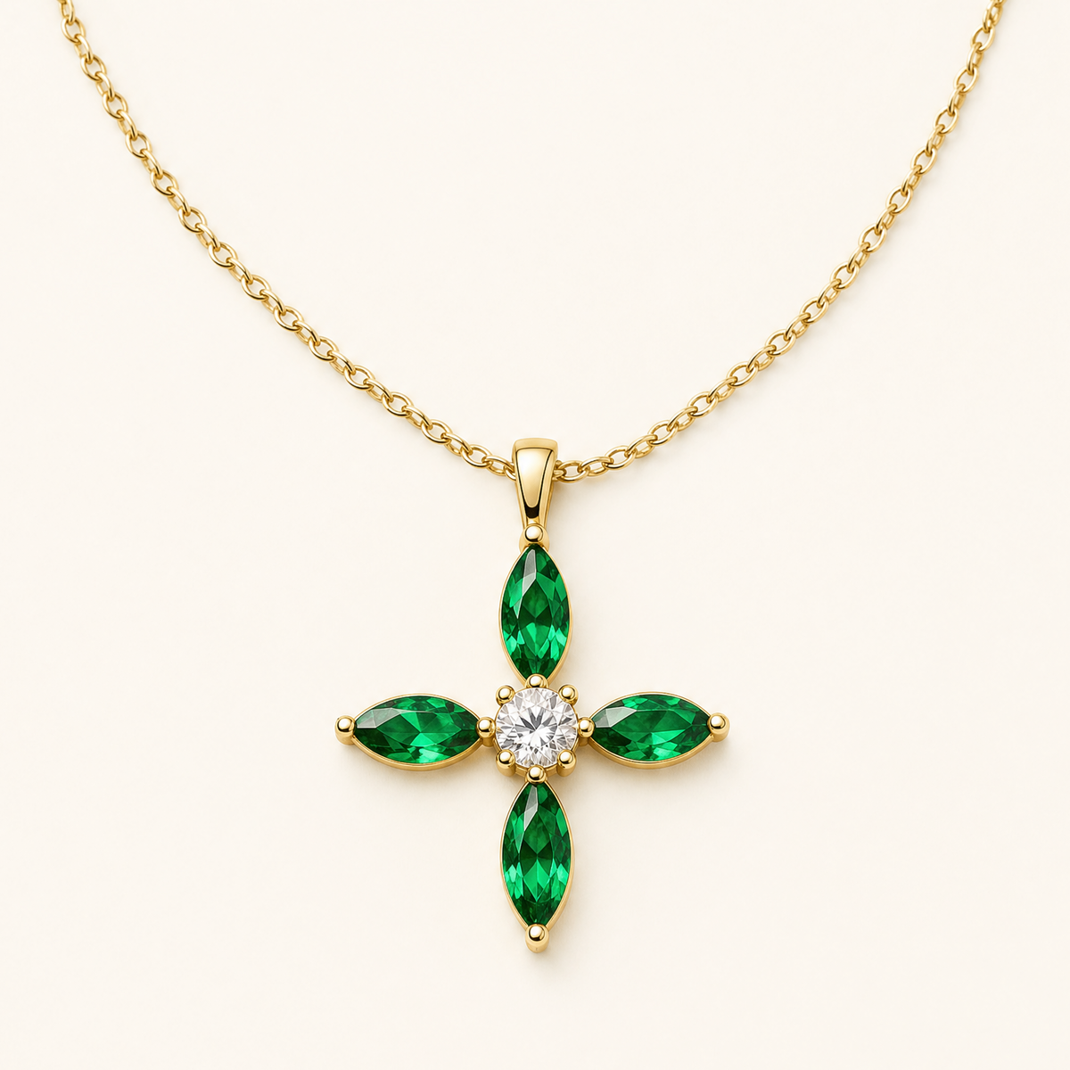 Grace Gold Emerald Necklace - studio