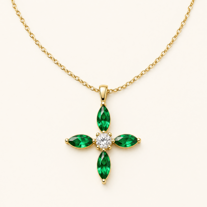 Grace Gold Emerald Necklace - studio