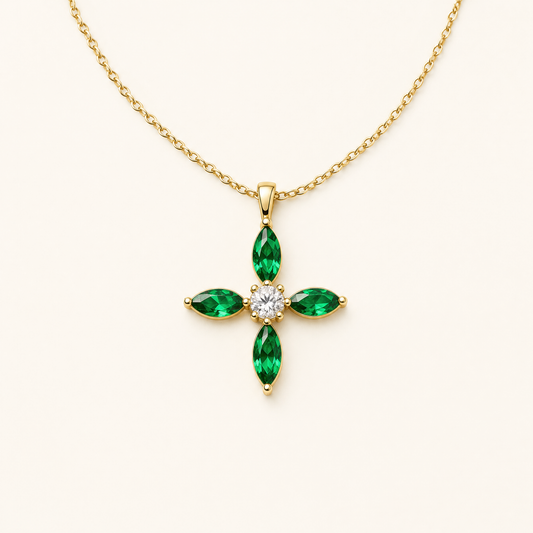 Grace Gold Emerald Necklace - studio