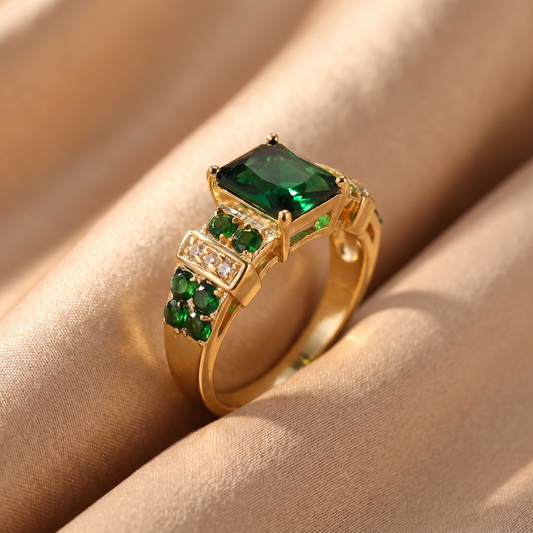 Gemma Gold Emerald Ring - lifestyle