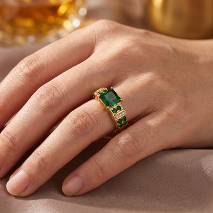 Gemma Gold Emerald Ring - worn