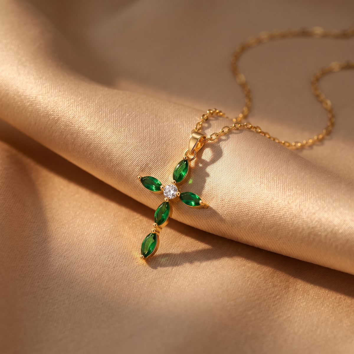 Grace Gold Emerald Necklace - lifestyle