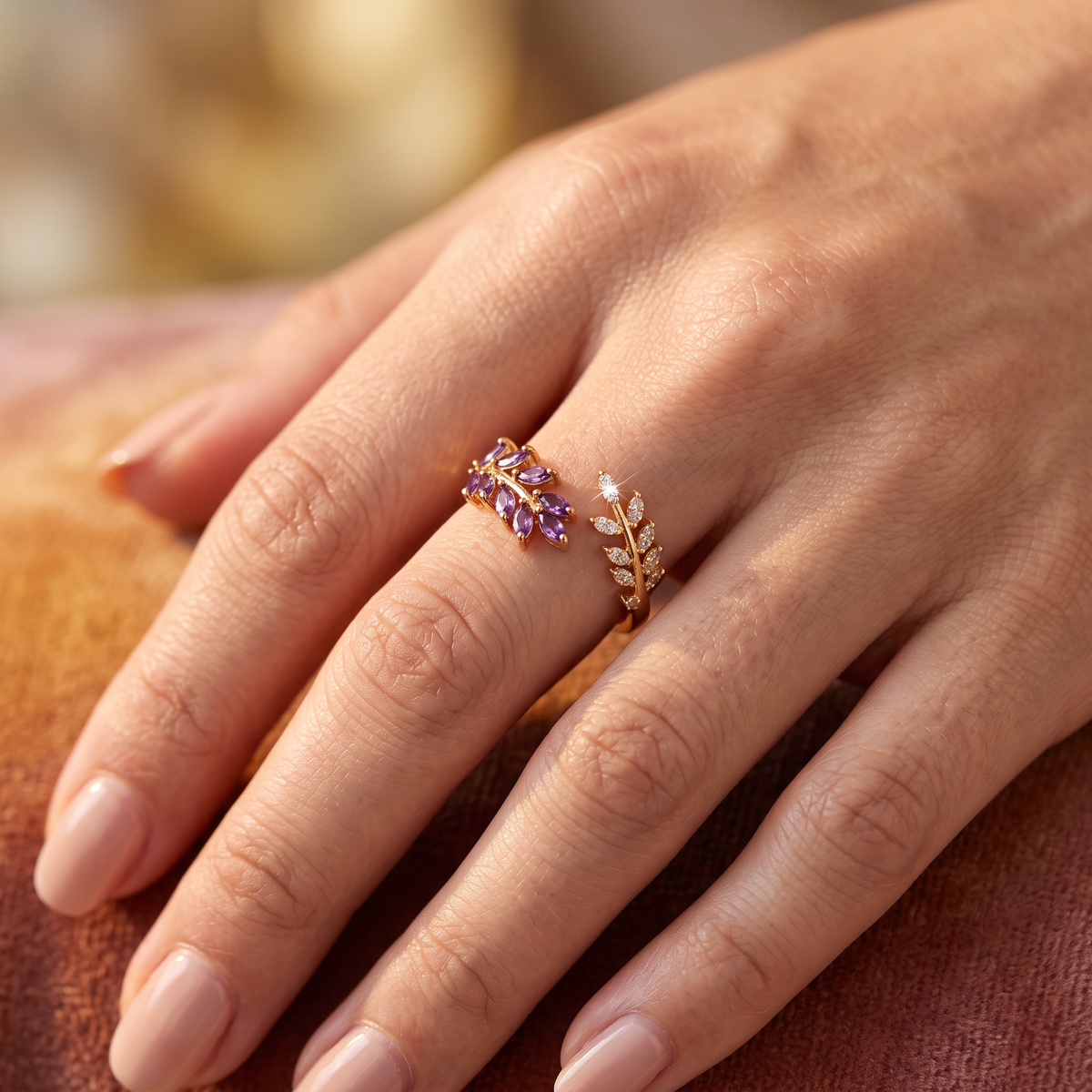 Greta Gold Amethyst Ring - worn