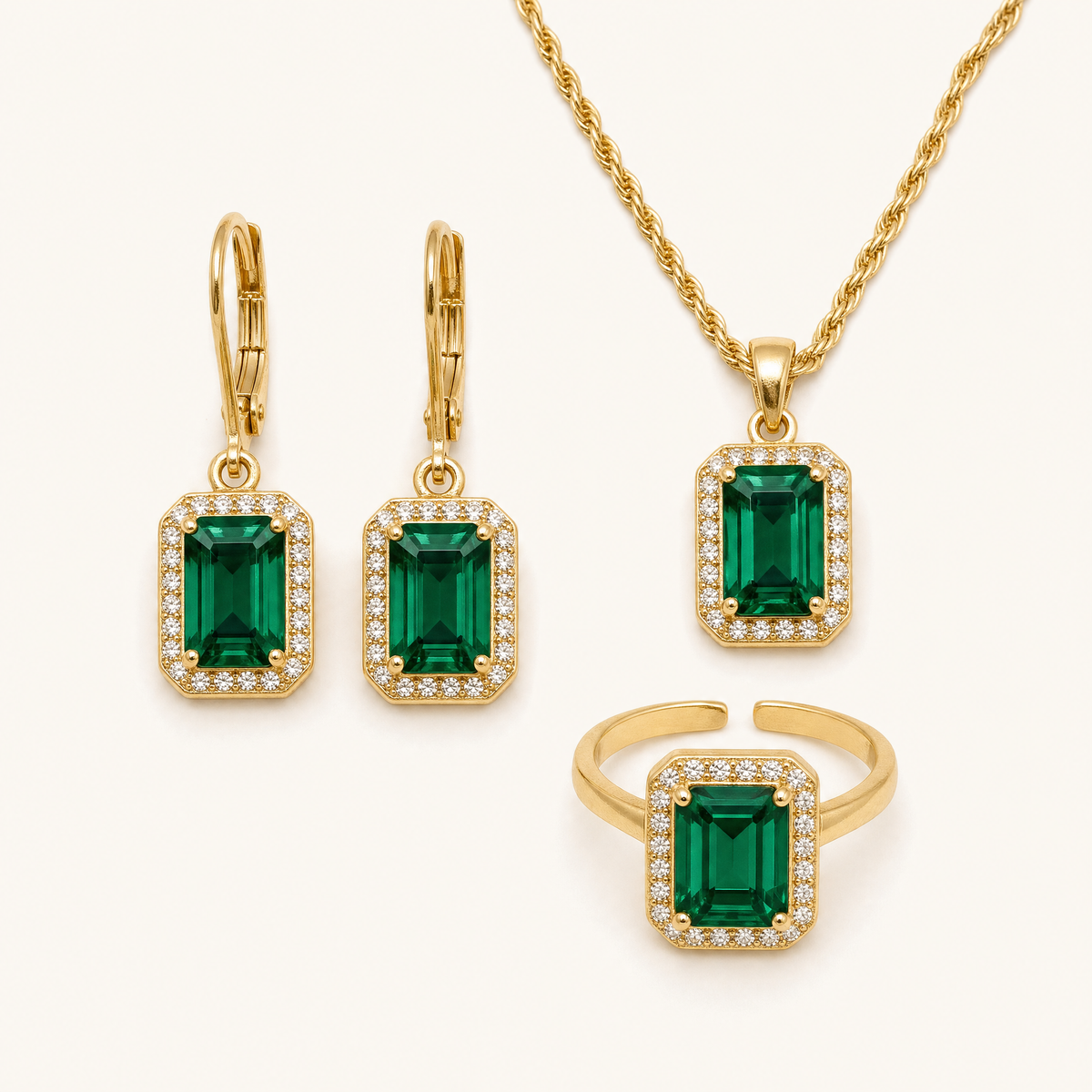 Hana Gold Emerald Set - studio