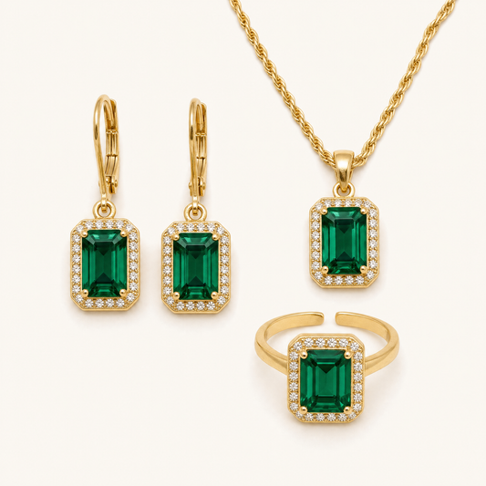 Hana Gold Emerald Set - studio