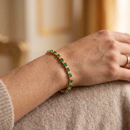 Halle Gold Emerald Bracelet - worn