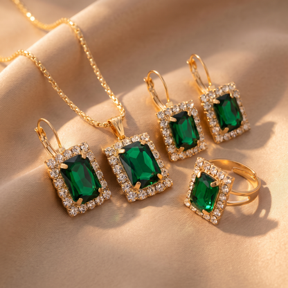 Hana Gold Emerald Set - lifestyle