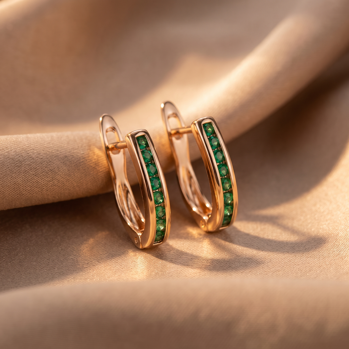 Imogen Gold Emerald Earrings - lifestyle