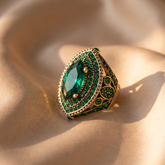 Iris Gold Emerald Ring - lifestyle