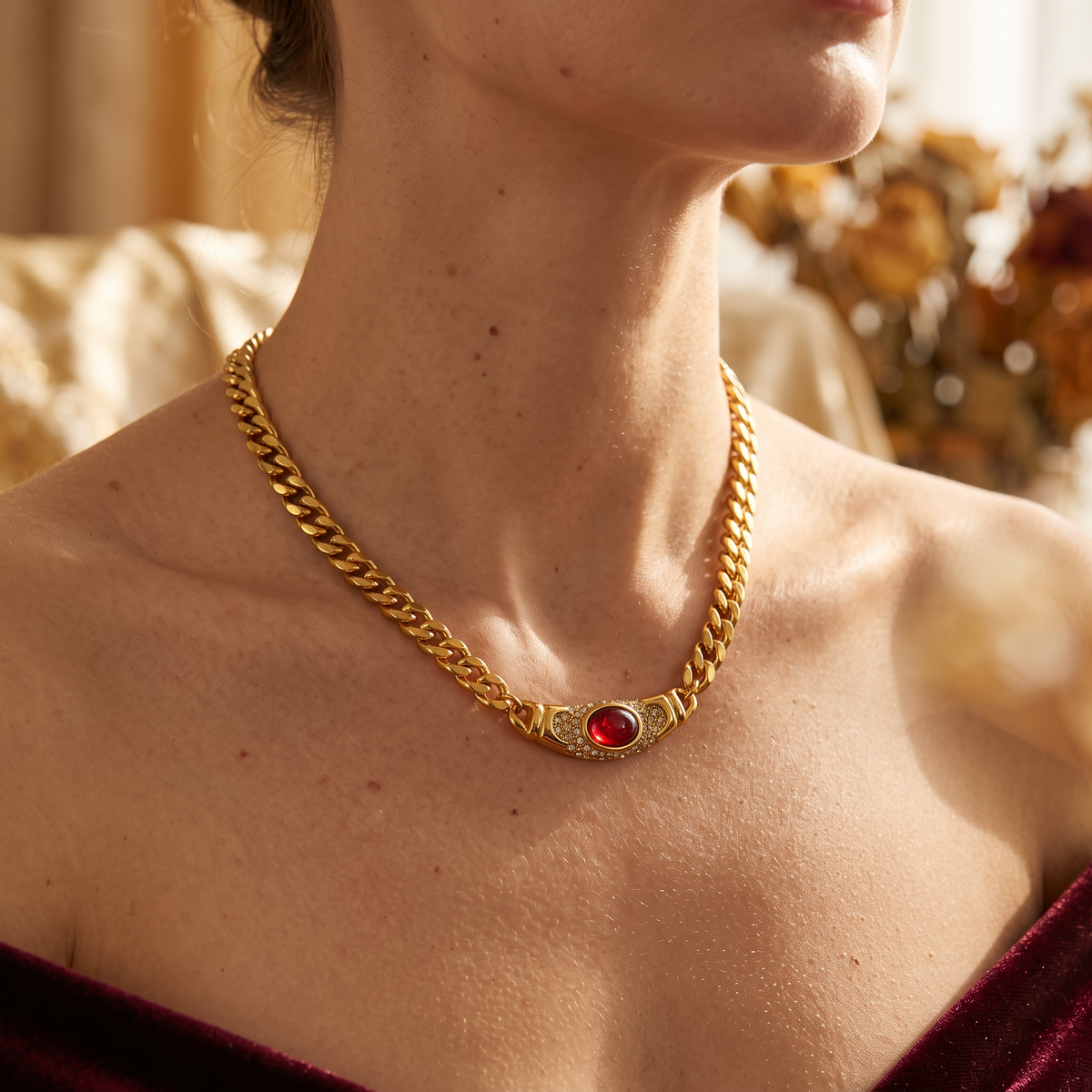 Isabella Vintage Necklace - worn