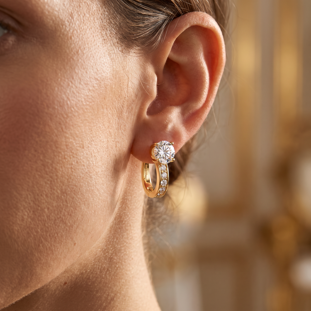Kamila Gold Huggie Earrings - worn