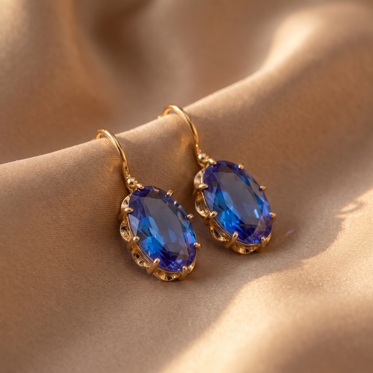 Josephine Gold Sapphire Earrings - lifestyle