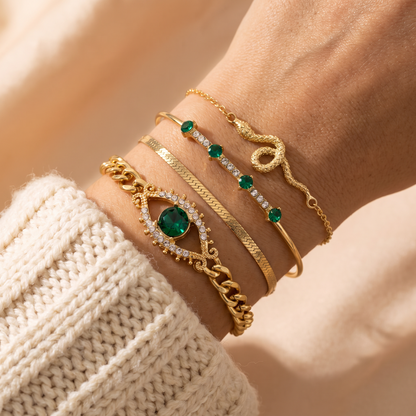Kira Gold Emerald Set - worn