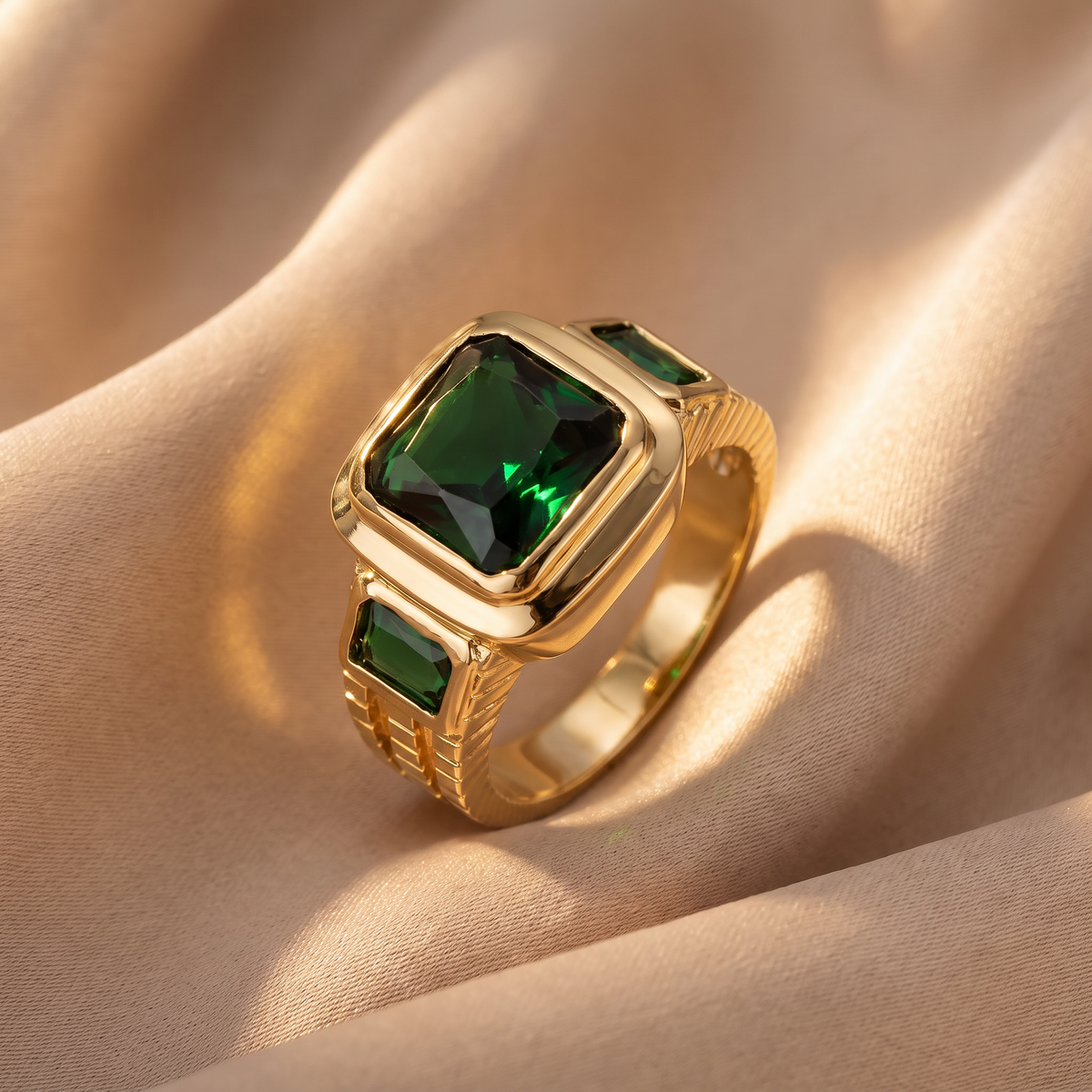 Mabel Gold Emerald Ring - lifestyle