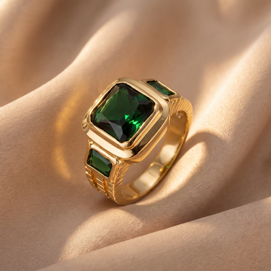 Mabel Gold Emerald Ring - lifestyle